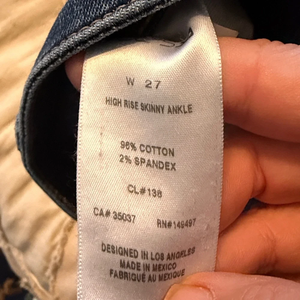 Joe’s High Rise Skinny ankle‎ distressed jeans- worn a few times.
